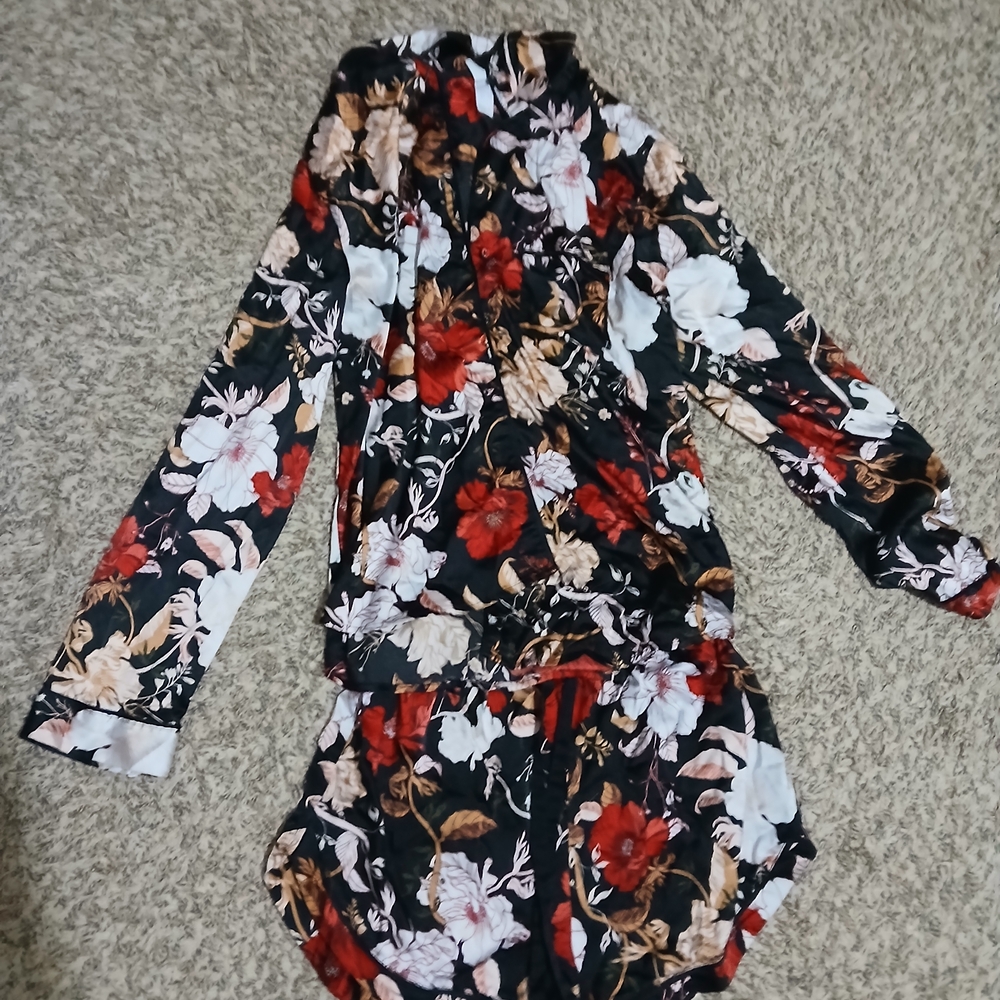 Floral Long Sleeve SATIN PJ SET
